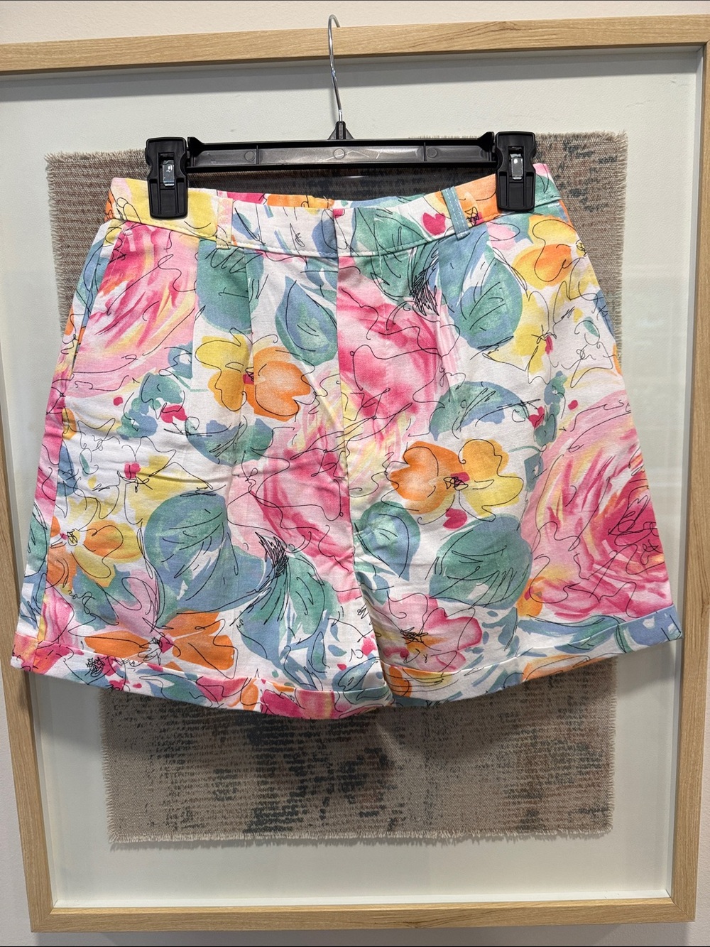 Vintage 80s 90s Palmetto's Floral Print High Waist Shorts 100% Cotton